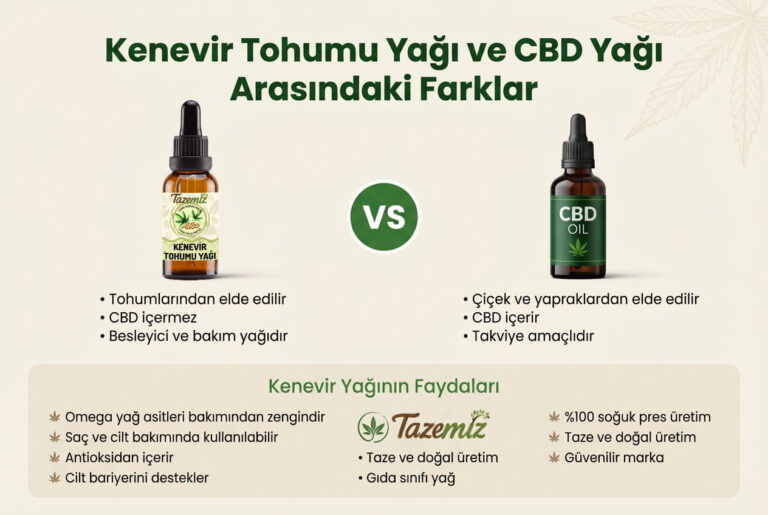 Kenevir Tohumu Yağı Nedir? CBD Yağı ile Farkı, Faydaları ve Kullanımı | Tazemiz